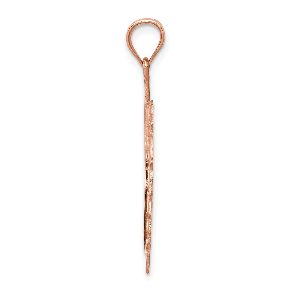 14K Roségold Poliert Blatt Anhänger