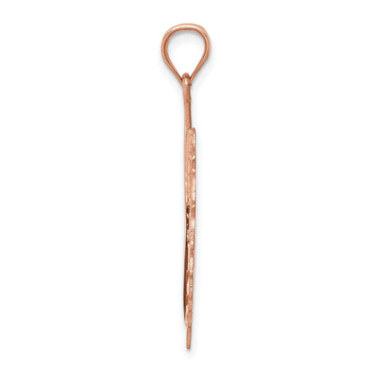 14K Roségold Poliert Blatt Anhänger