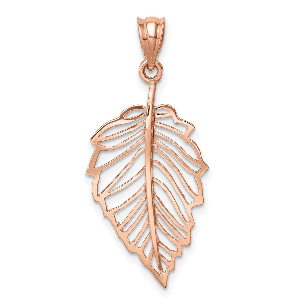 14K Roségold Poliert Blatt Anhänger
