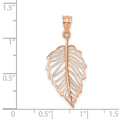 14K Roségold Poliert Blatt Anhänger