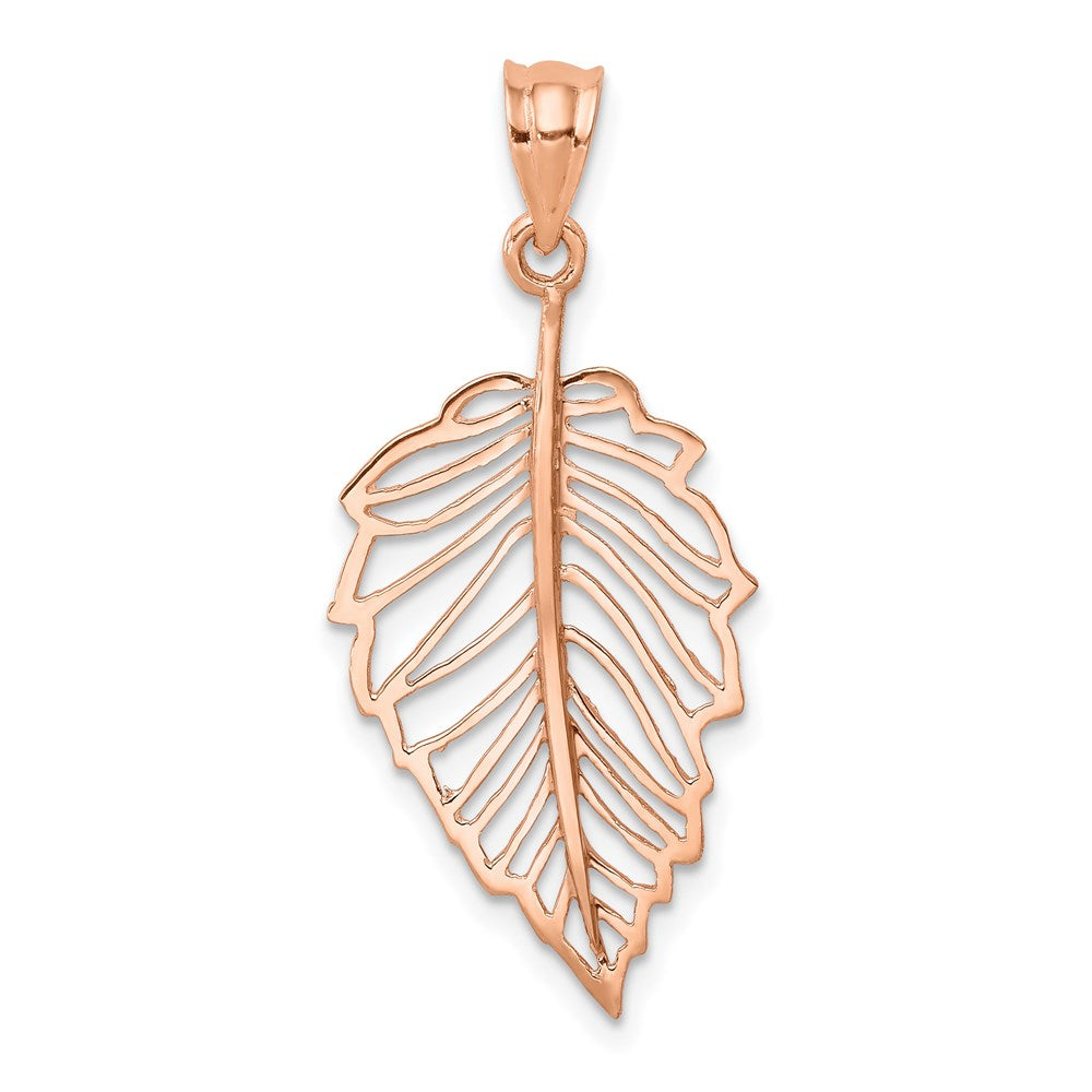 14K Roségold Poliert Blatt Anhänger