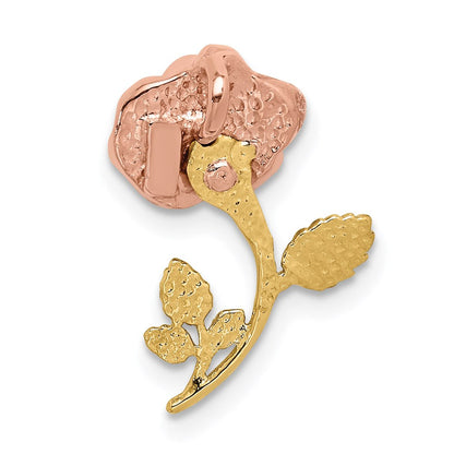 14K Bicolor mit Weiß Rhodium Poliert Rose Kette Anhänger