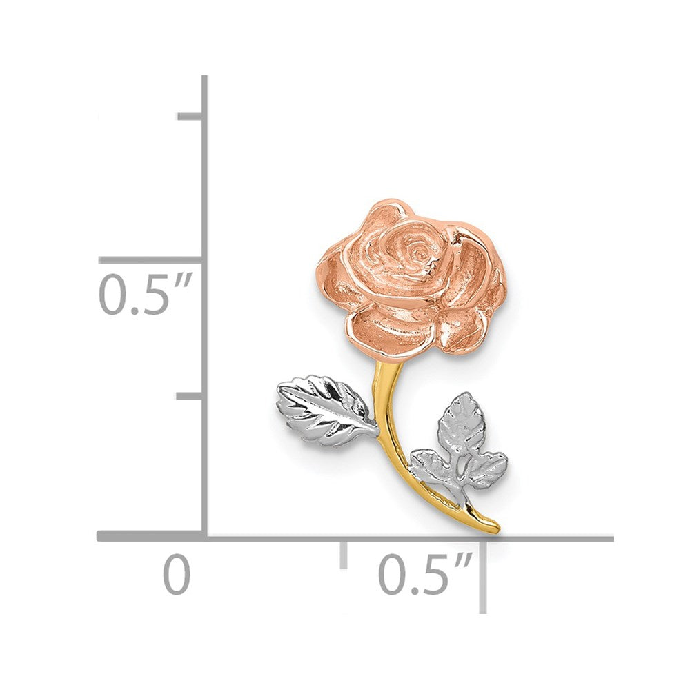 14K Bicolor mit Weiß Rhodium Poliert Rose Kette Anhänger
