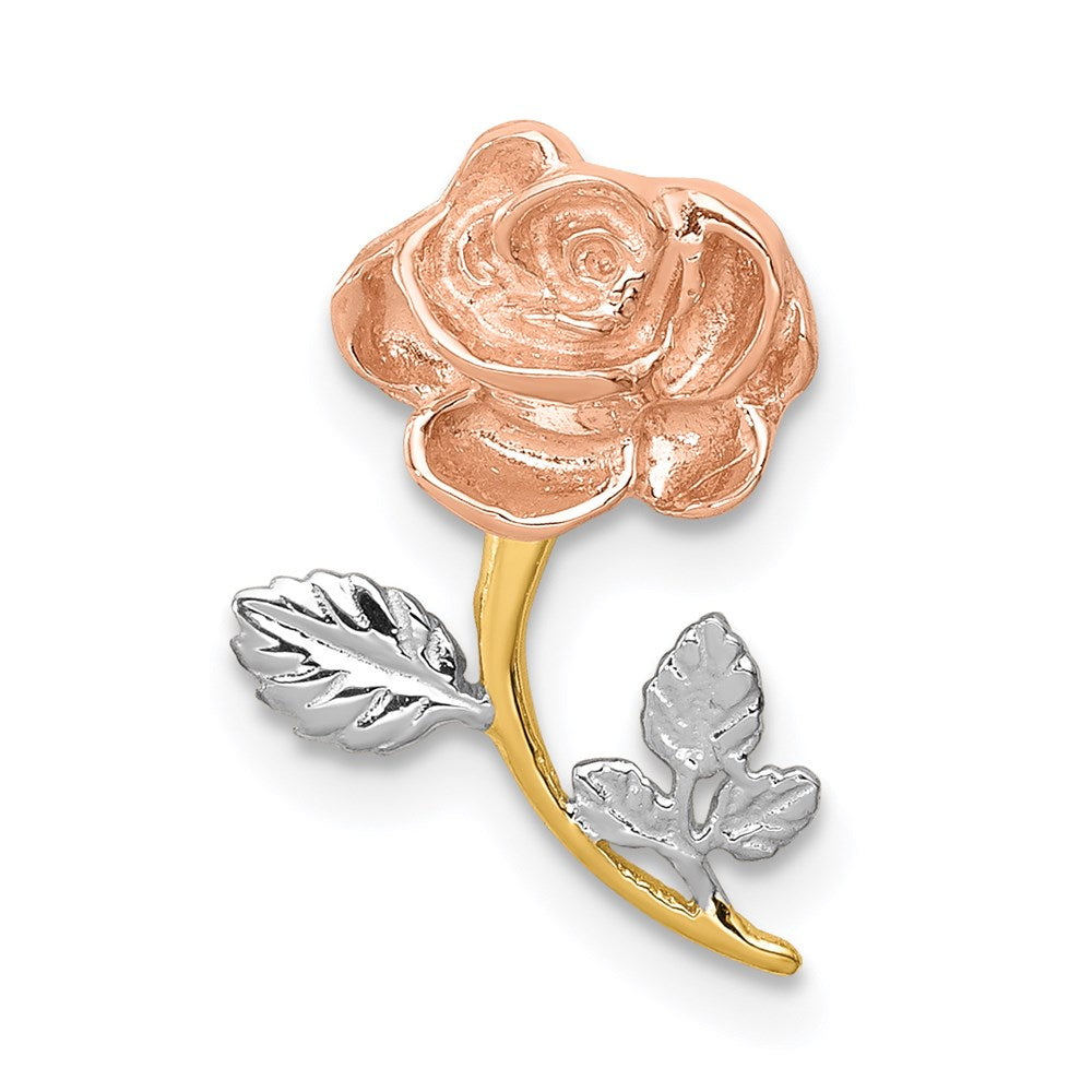 14K Bicolor mit Weiß Rhodium Poliert Rose Kette Anhänger