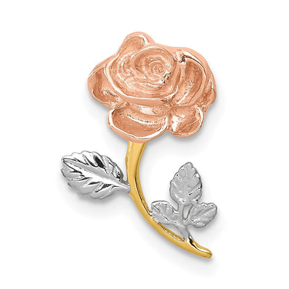 14K Bicolor mit Weiß Rhodium Poliert Rose Kette Anhänger