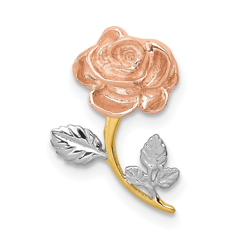 14K Bicolor mit Weiß Rhodium Poliert Rose Kette Anhänger
