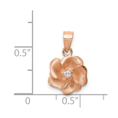 Anhänger mit Rosen-Motiv und Diamant, 14K Roségold