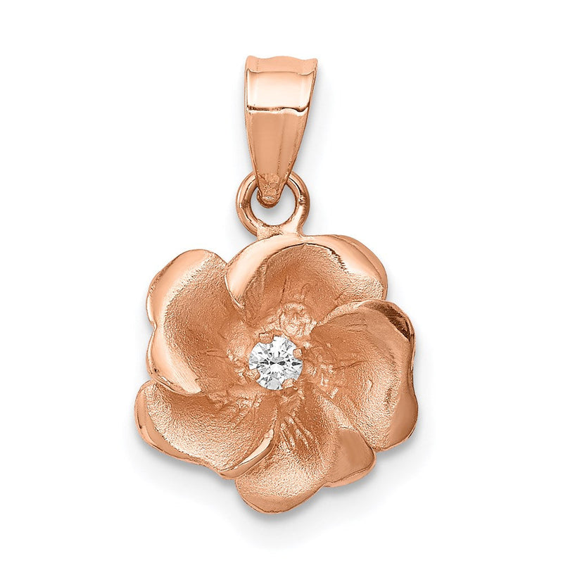 Anhänger mit Rosen-Motiv und Diamant, 14K Roségold