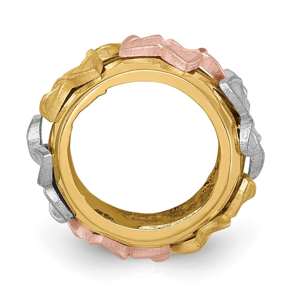 14K Tricolor Gold Diamantiert Tricolor Gold Poliert & Gebürstet Plumeria Anhänger
