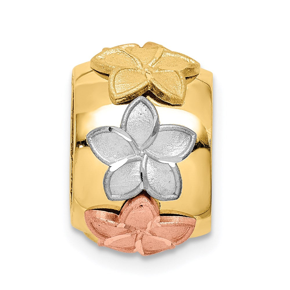 14K Tricolor Gold Diamantiert Tricolor Gold Poliert & Gebürstet Plumeria Anhänger