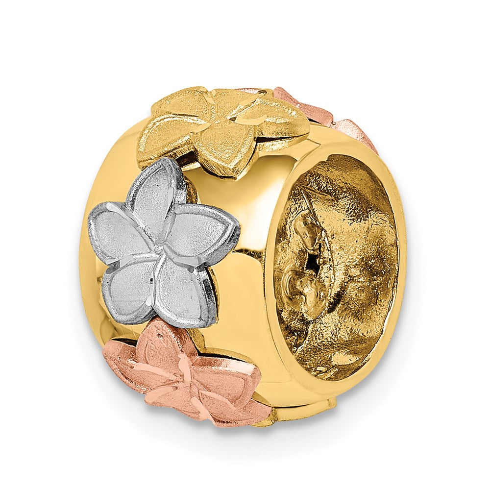 14K Tricolor Gold Diamantiert Tricolor Gold Poliert & Gebürstet Plumeria Anhänger