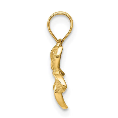 14K Gelbgold Poliert Plumeria Anhänger