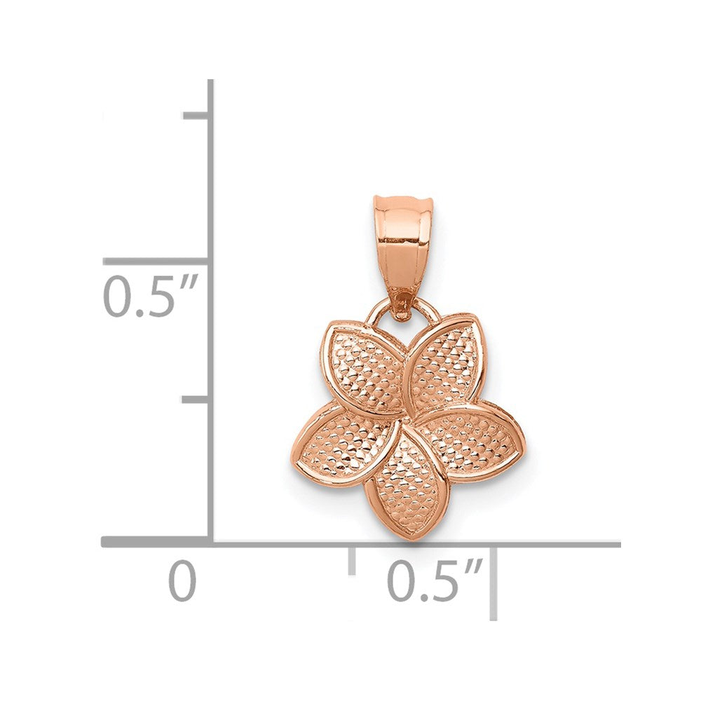 14K Roségold Poliert Mini Plumeria Anhänger