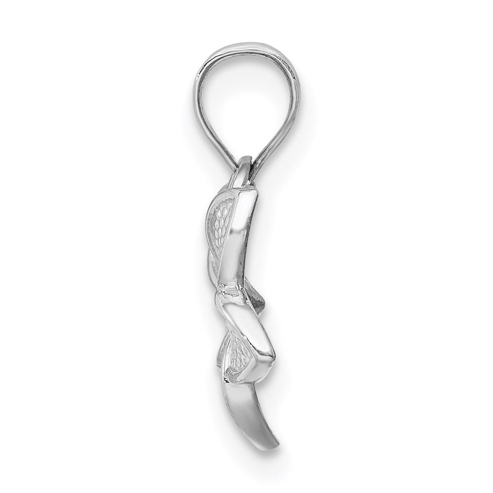 14K Weißgold Poliert Mini Plumeria Anhänger