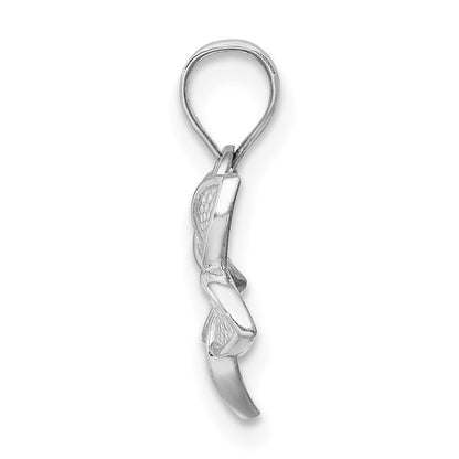 14K Weißgold Poliert Mini Plumeria Anhänger
