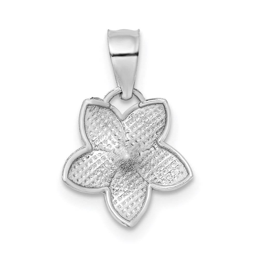 14K Weißgold Poliert Mini Plumeria Anhänger