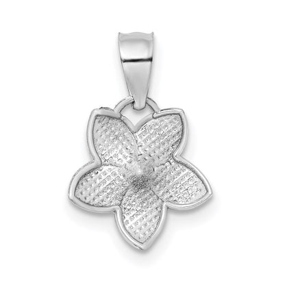 14K Weißgold Poliert Mini Plumeria Anhänger
