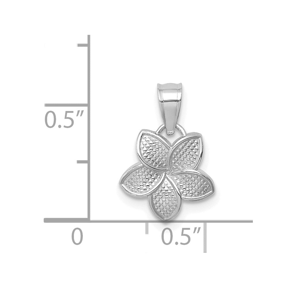 14K Weißgold Poliert Mini Plumeria Anhänger