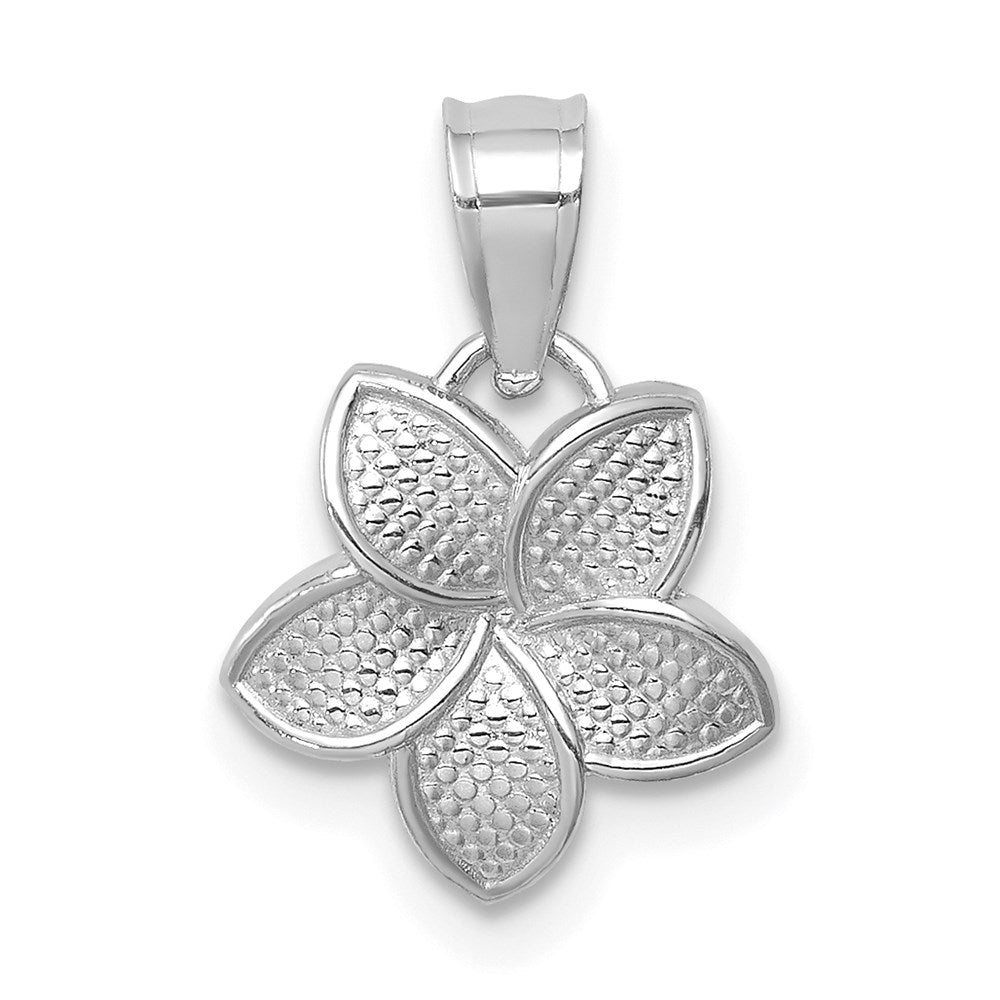 14K Weißgold Poliert Mini Plumeria Anhänger