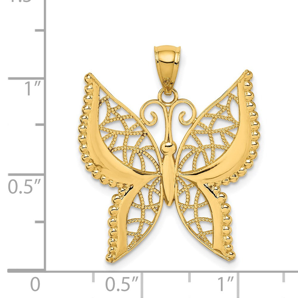 14K Gelbgold Polierter Schmetterling-Anhänger