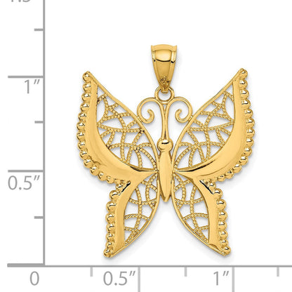14K Gelbgold Polierter Schmetterling-Anhänger