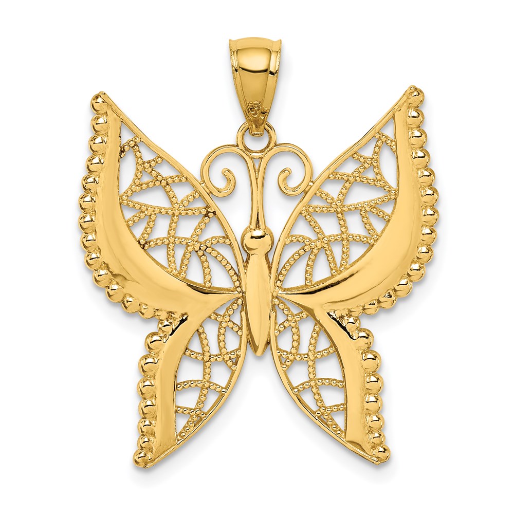 14K Gelbgold Polierter Schmetterling-Anhänger