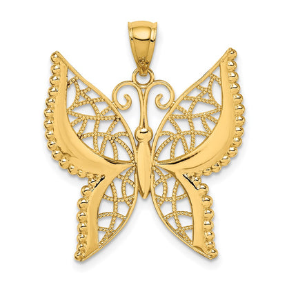 14K Gelbgold Polierter Schmetterling-Anhänger