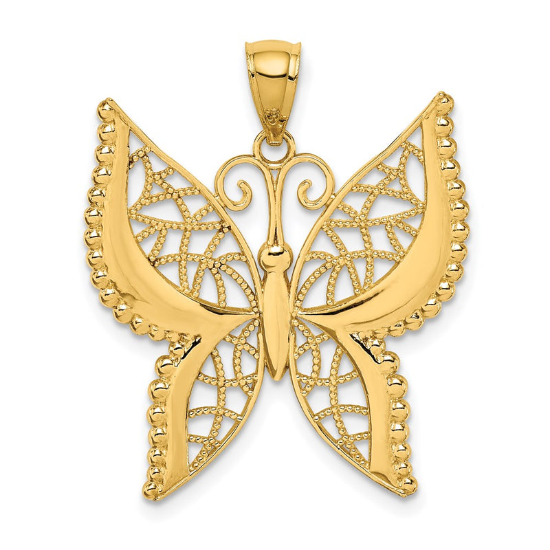 14K Gelbgold Polierter Schmetterling-Anhänger