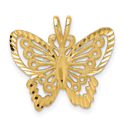 14K Gelbgold Schmetterlings-Anhänger, gebürstet und diamantiert