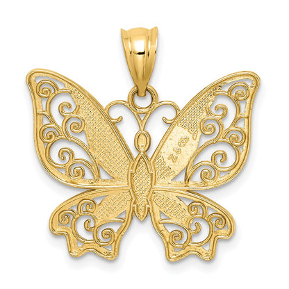 14K Gelbgold Polierter Schmetterlings-Anhänger