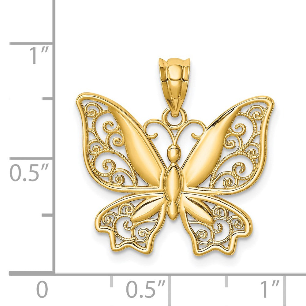 14K Gelbgold Polierter Schmetterlings-Anhänger
