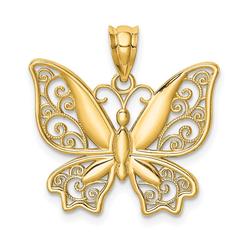 14K Gelbgold Polierter Schmetterlings-Anhänger