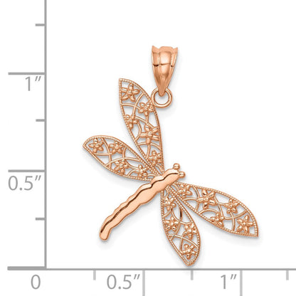 14K Roségold Filigran Libelle Anhänger