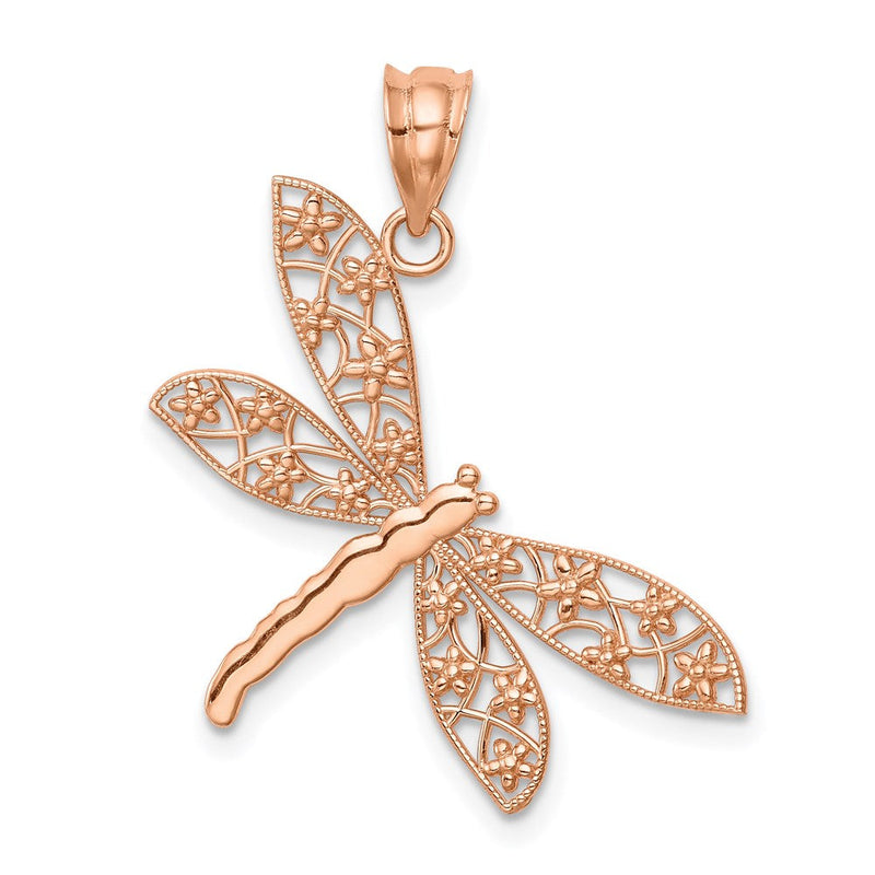 14K Roségold Filigran Libelle Anhänger