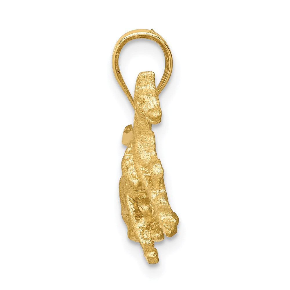 „14K Gelbgold Anhänger mit gebürsteten und diamantierten laufenden Pferden“