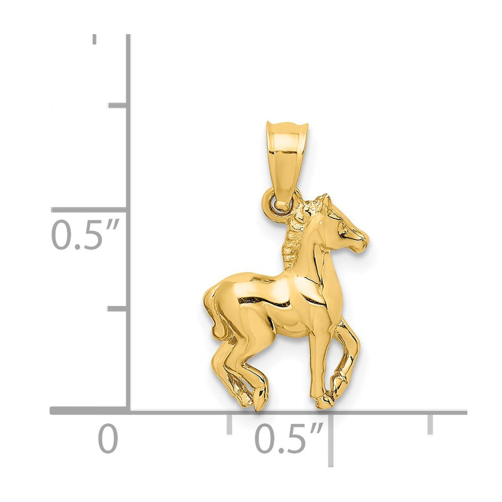 14K Gelbgold Poliert 3D-Pferd-Anhänger