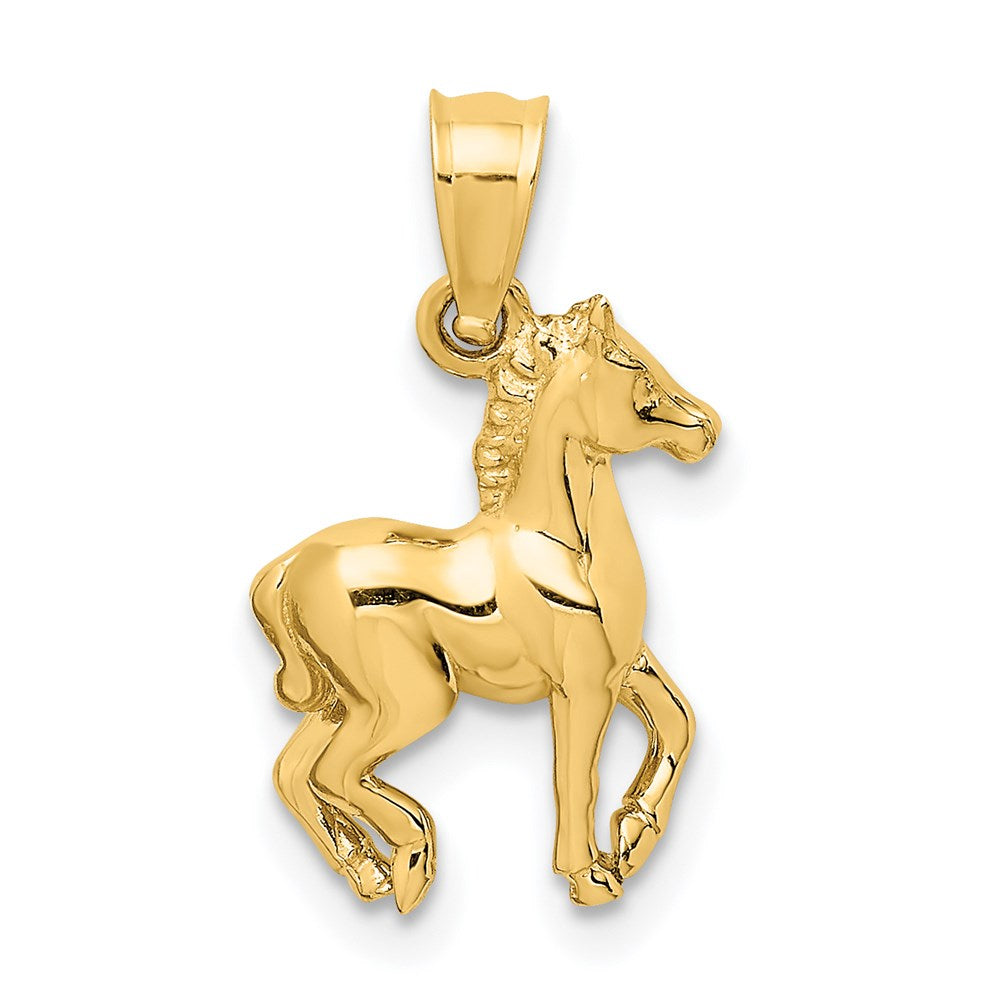 14K Gelbgold Poliert 3D-Pferd-Anhänger