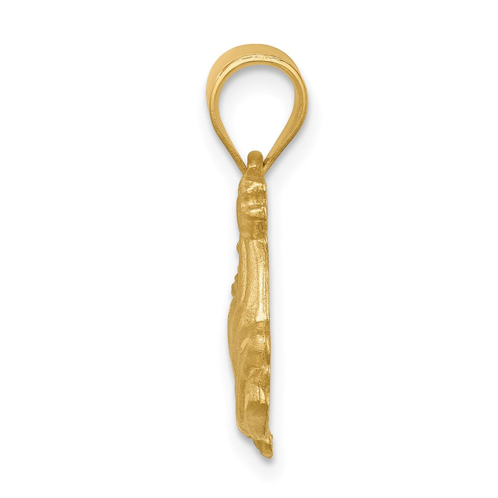 14K Gelbgold Pferd-Anhänger, gebürstet & diamantiert