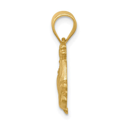 14K Gelbgold Pferd-Anhänger, gebürstet & diamantiert