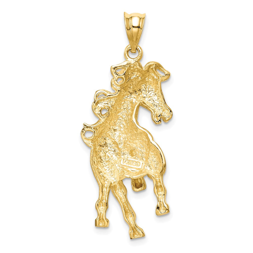 14K Gelbgold Anhänger "Pferd", gebürstet/poliert, diamantiert