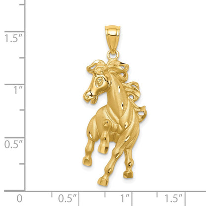 14K Gelbgold Anhänger "Pferd", gebürstet/poliert, diamantiert