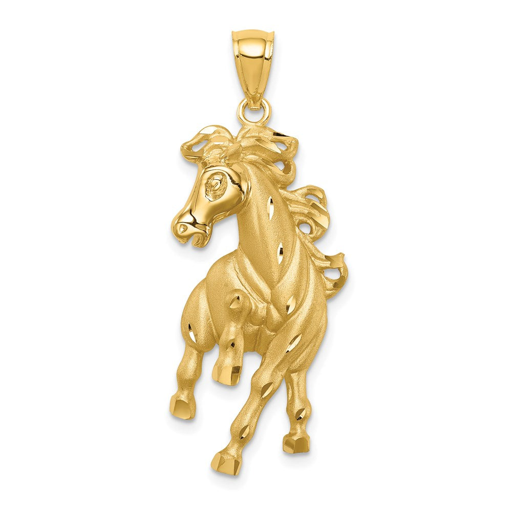 14K Gelbgold Anhänger "Pferd", gebürstet/poliert, diamantiert