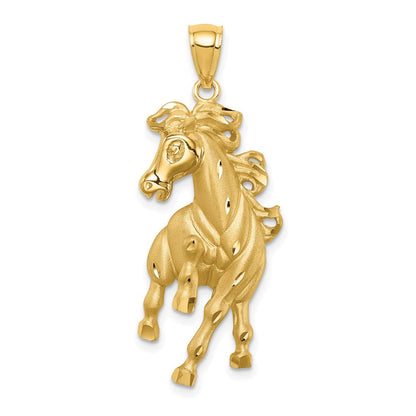 14K Gelbgold Anhänger "Pferd", gebürstet/poliert, diamantiert