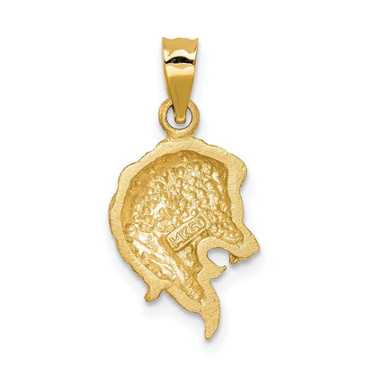 14K Gelbgold Gebürsteter Diamantgeschliffener Löwenkopf-Anhänger