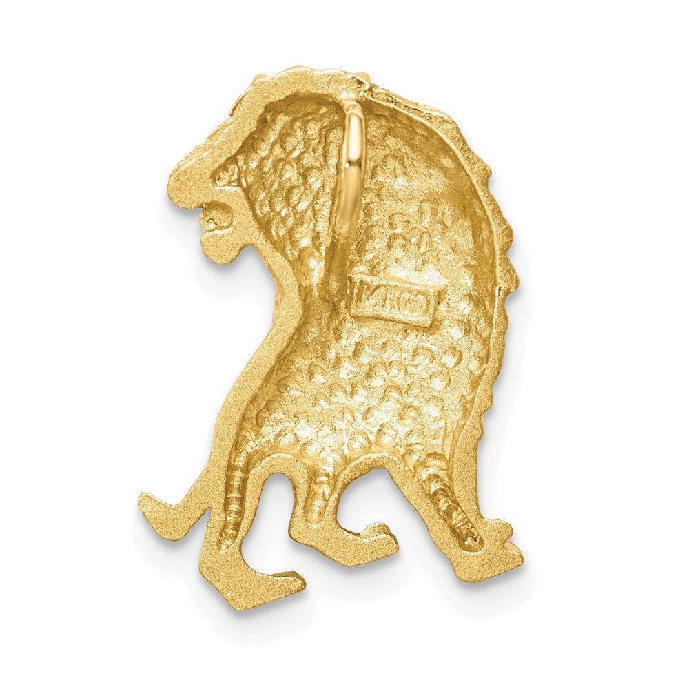14K Gelbgold Gebürstet Diamantiert Löwe Kette Anhänger