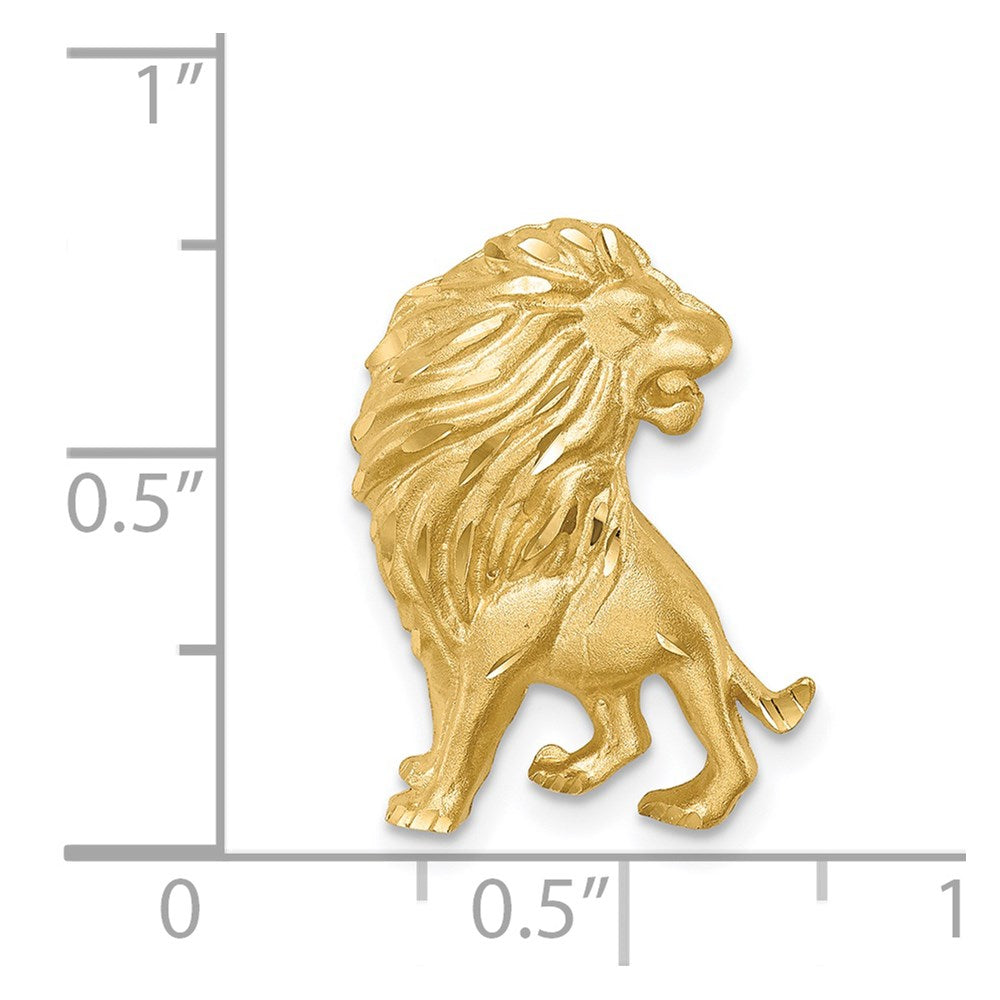14K Gelbgold Gebürstet Diamantiert Löwe Kette Anhänger