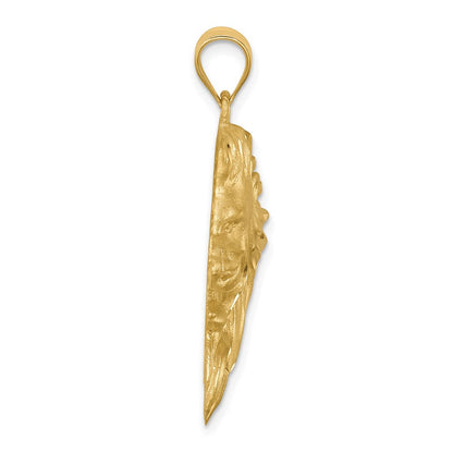 14K Gelbgold Gebürsteter, Diamantierter Löwenkopf-Anhänger