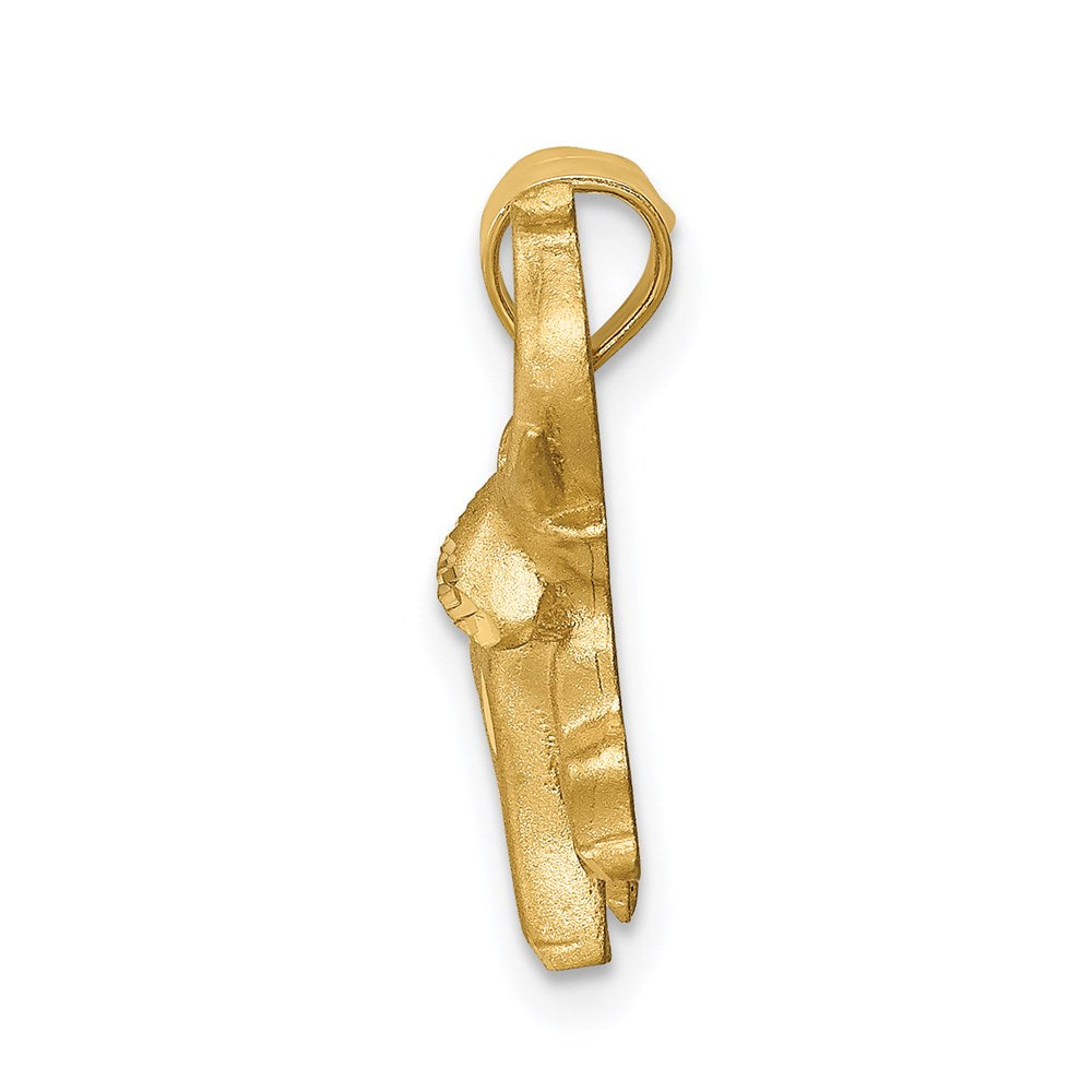 14K Gelbgold Elefanten-Anhänger, gebürstet & diamantiert