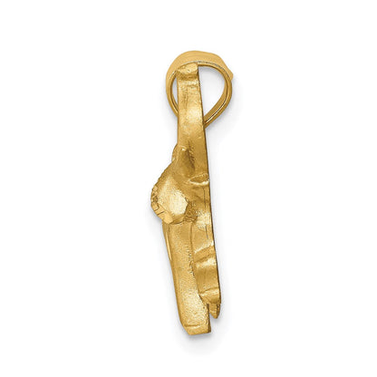 14K Gelbgold Elefanten-Anhänger, gebürstet & diamantiert