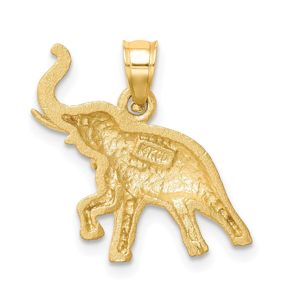 14K Gelbgold Elefanten-Anhänger, gebürstet & diamantiert